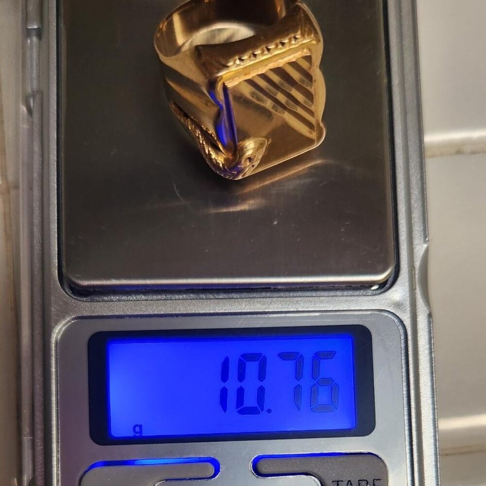 Vintage 14k Solid Gold Rectangular Signet Snake S… - image 7